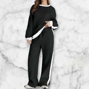 Black and White Tracksuit Set, Loose Fit